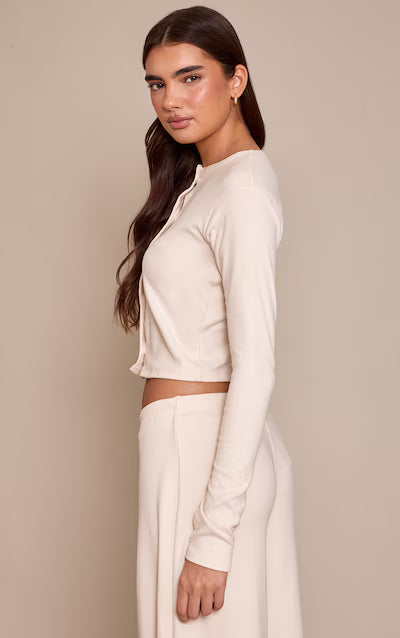 Cream Soft Touch Button Up Cardigan