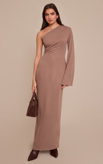 Long black textured jersey dress