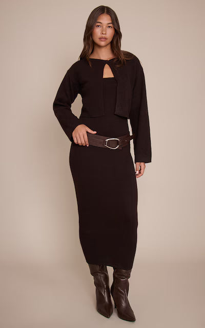 Chocolate Bandeau Knitted Midi Dress