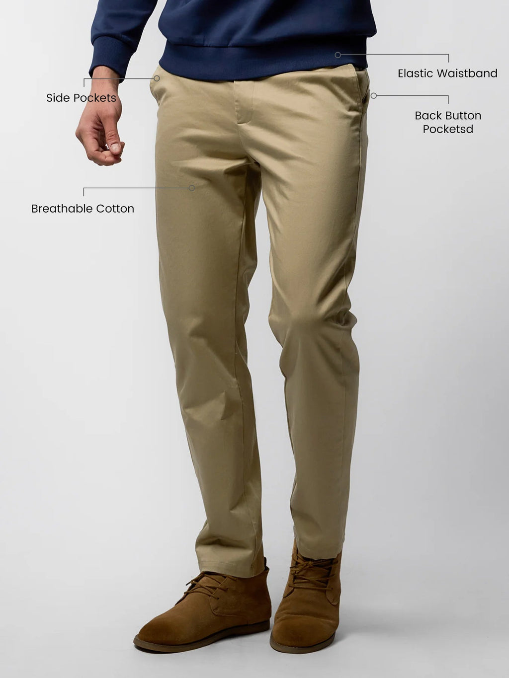Cotton Sateen Chino Pants Stretch Work Travel