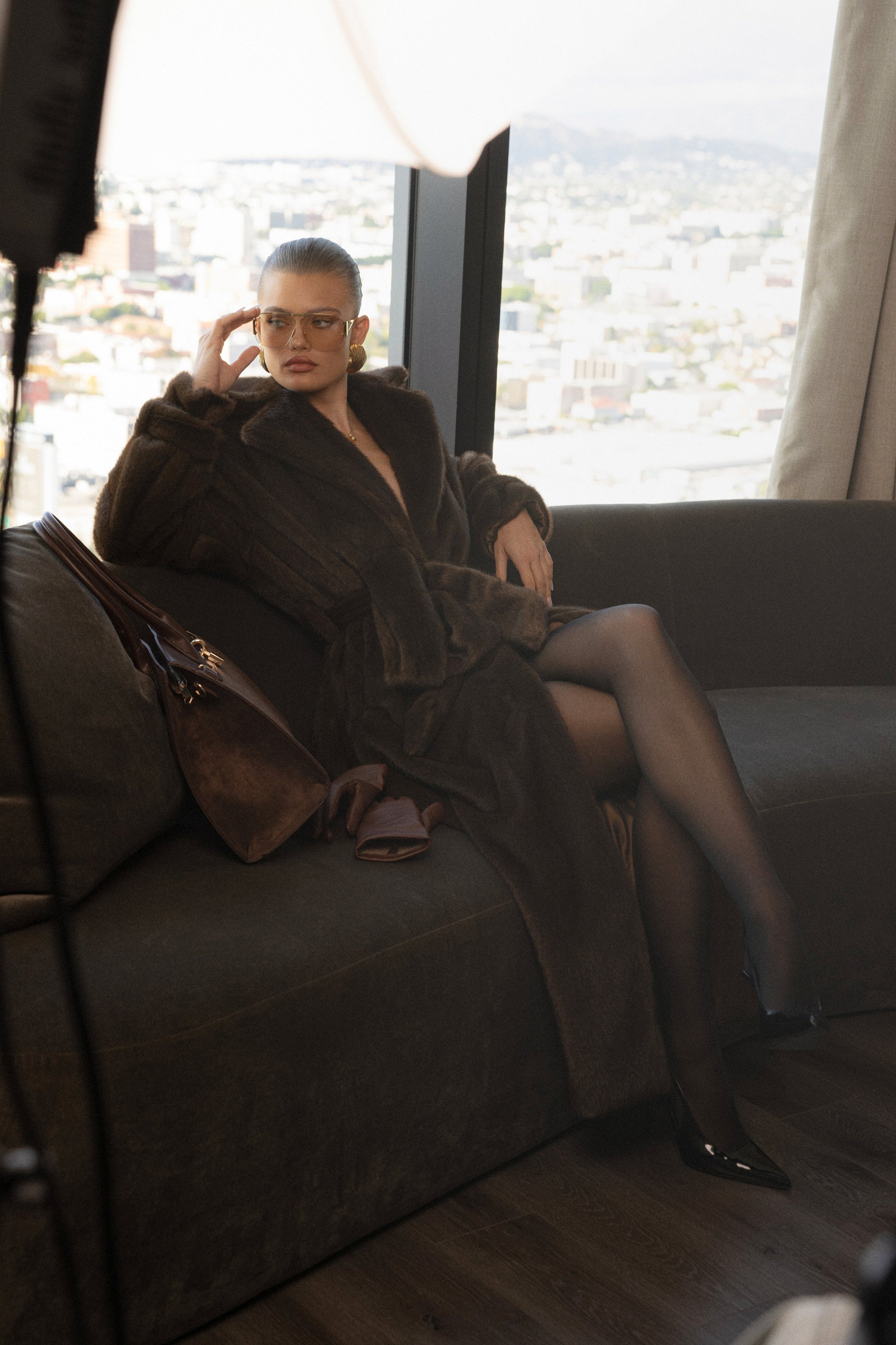 PRE-ORDER Brown Uptown Faux Fur Coat