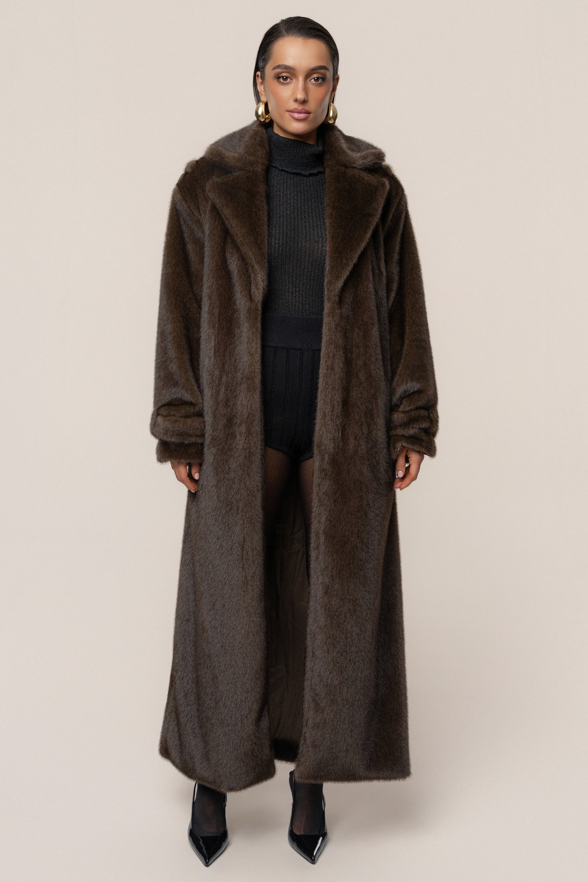 PRE-ORDER Brown Uptown Faux Fur Coat