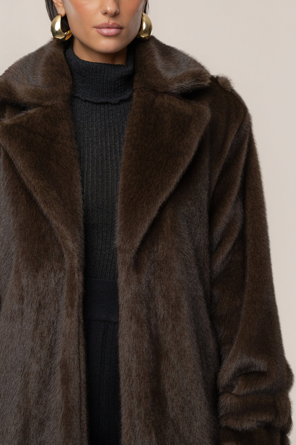 PRE-ORDER Brown Uptown Faux Fur Coat