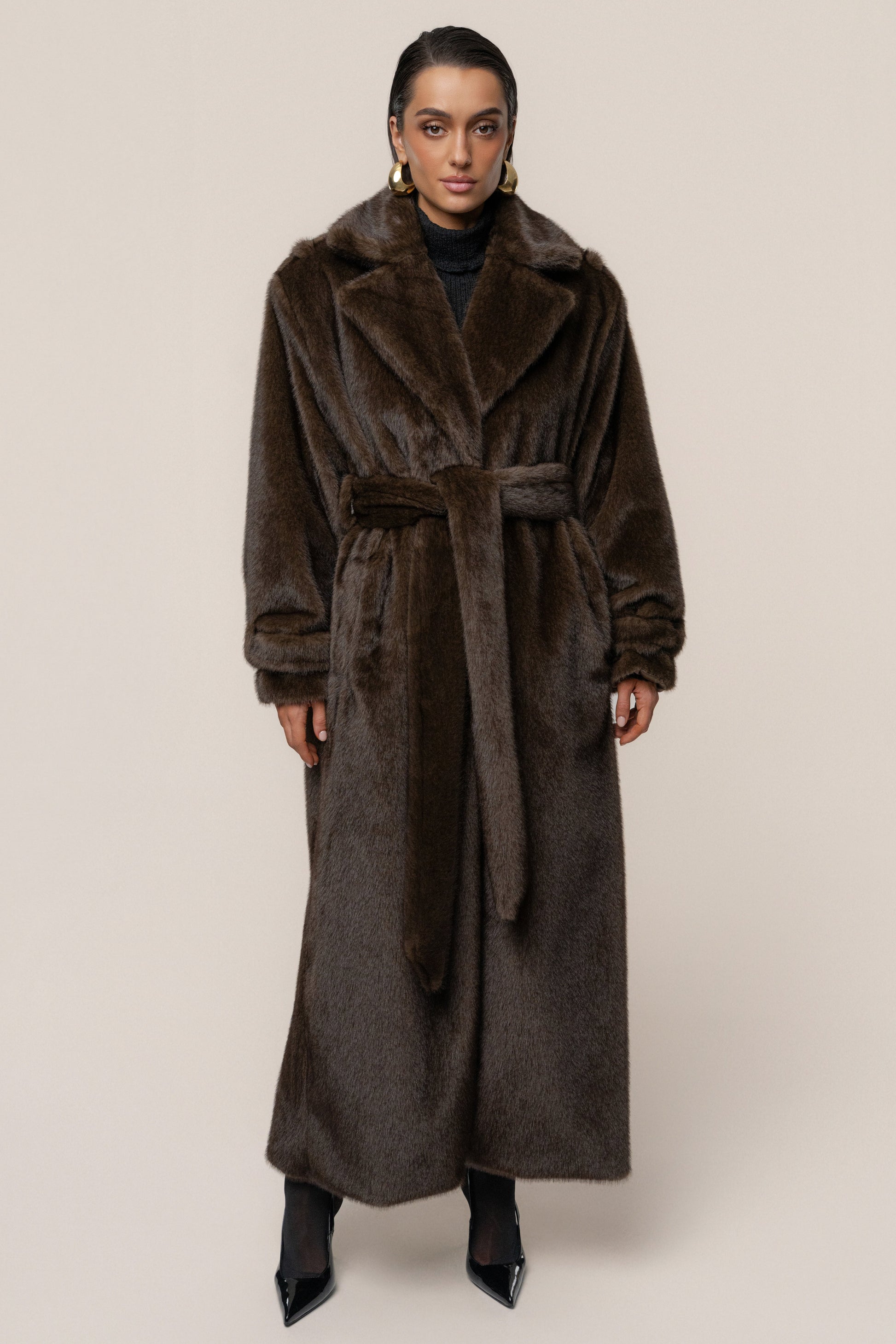 PRE-ORDER Brown Uptown Faux Fur Coat