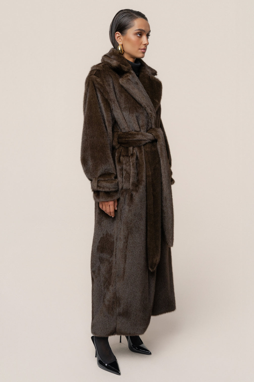 PRE-ORDER Brown Uptown Faux Fur Coat