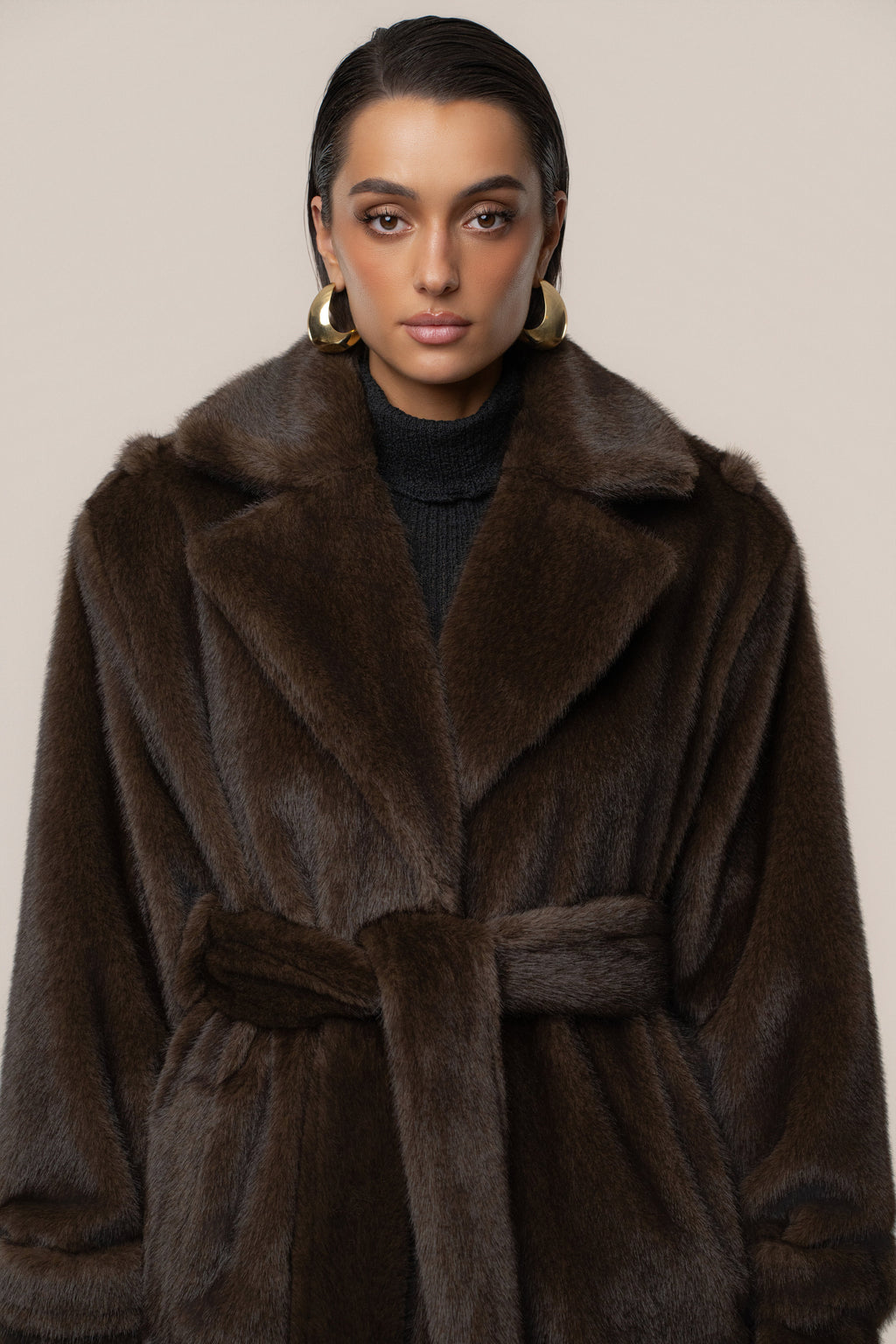 PRE-ORDER Brown Uptown Faux Fur Coat