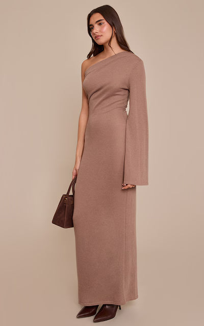 Long black textured jersey dress